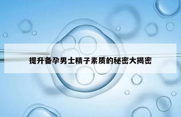 提升备孕男士精子素质的秘密大揭密